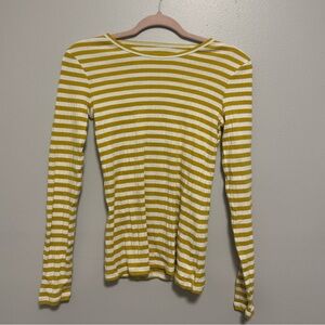 Boden Striped Yellow and White Long-Sleeve Top